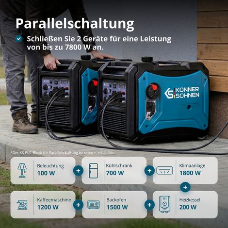 Könner & Söhnen KS 4000iE S, 4,0 kW, Elektrostart, schallgedämmt, Benzin Inverter Stromerzeuger
