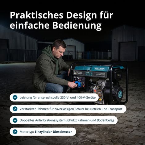 Könner & Söhnen KS 9100HDE 1/3 ATSR, 7,5 kW, 230V/400V, Elektrostart, ATS-Anschluss, Diesel-Stromerzeuger