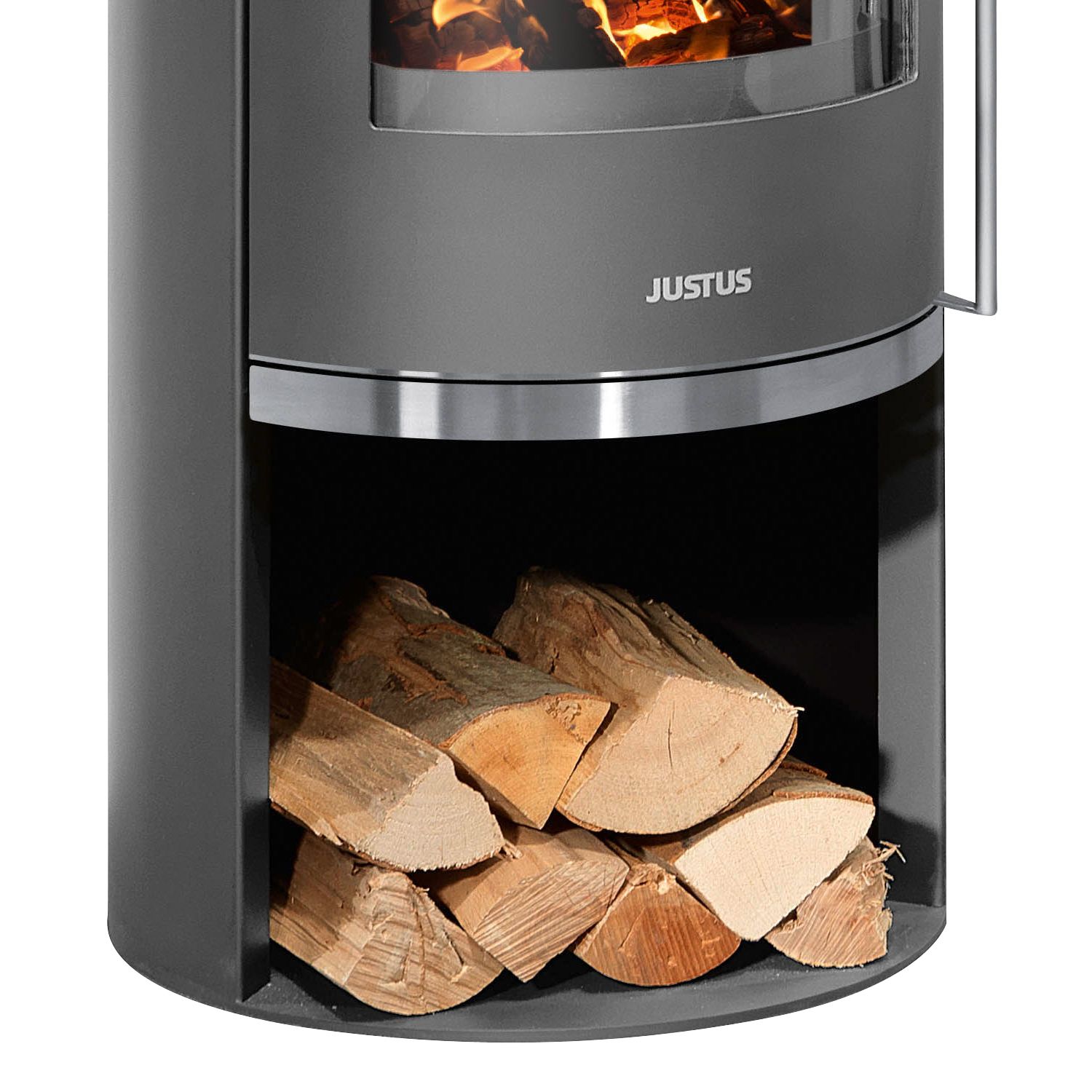 Justus Faro 2.0 Kaminofen Stahl Gussgrau mit Speckstein-Abdeckplatte