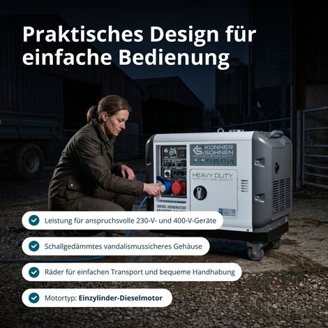 Könner & Söhnen KS 9300DE-1/3 ATSR Super S, 7,5 kW, 230V/400V, Elektrostart, ATS-Anschluss, schallgedämmt, Diesel-Stromerzeuger