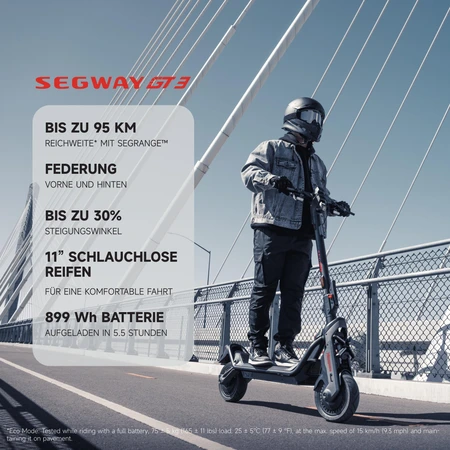 Segway Ninebot GT3 D E-Scooter (max. 20 km/h, bis zu 95 km, Tragfähigkeit 150 kg, Heckantrieb, 2400W, Blinker)