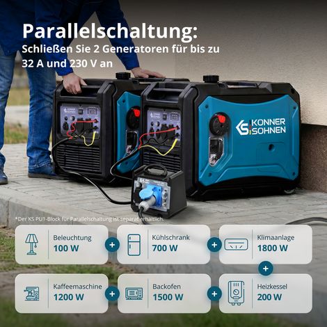 Könner & Söhnen KS 4000iEG S, 4,0 kW, Benzin/LPG, Elektrostart, schallgedämmt, Dual-Fuel Inverter Stromerzeuger
