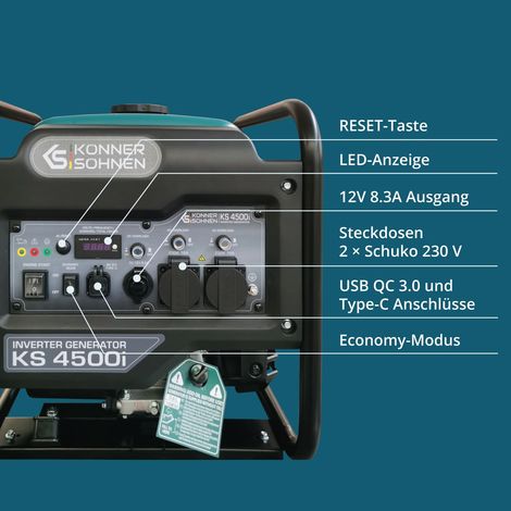 Könner & Söhnen KS 4500i, 4,5 kW Benzin Inverter Stromerzeuger