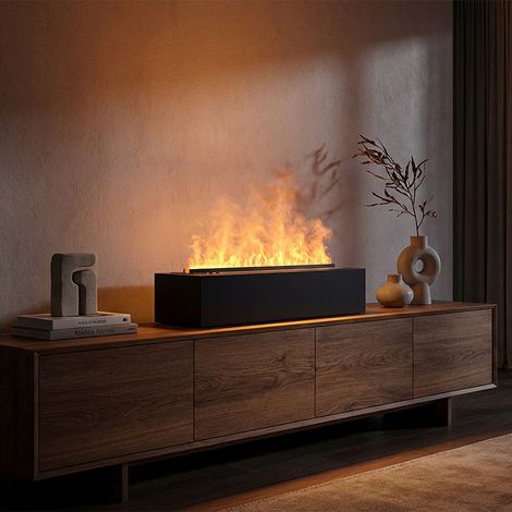ODENA Home Deluxe LED-Wasserdampfkamin Tischmodell, 3D-Flammenoptik, schwarz