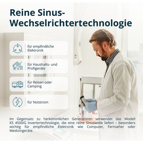 Könner & Söhnen KS 4500iG, 4.5 kW, Reiner Sinus, Dual-Fuel Inverter Stromerzeuger (Benzin/LPG)