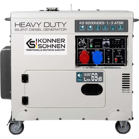 Könner & Söhnen KS 9200HDES 1/3 ATSR, 7,5 kW, 230V/400V, Elektrostart, ATS-Anschluss, schallgedämmt, Diesel-Stromerzeuger
