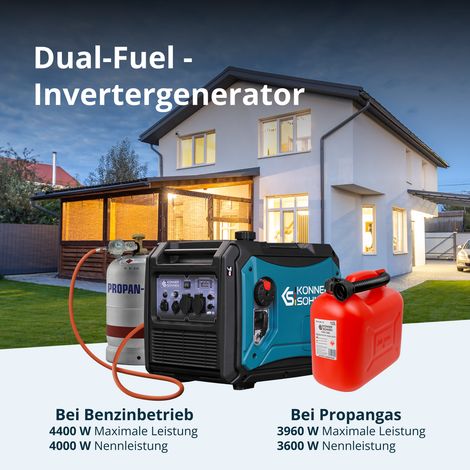 Könner & Söhnen KS 4000iEG S, 4,0 kW, Benzin/LPG, Elektrostart, schallgedämmt, Dual-Fuel Inverter Stromerzeuger