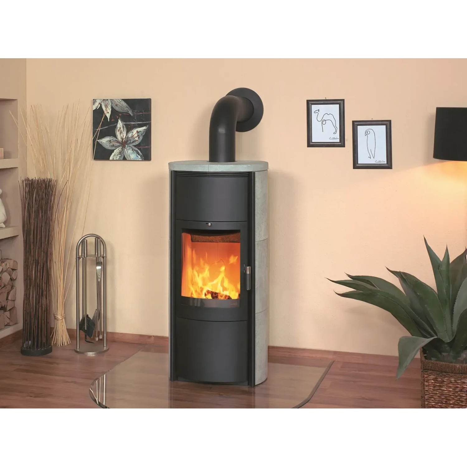 Hark Kaminofen Keno ECOplus Schwarz Naturstein Grau 7kW Automatik