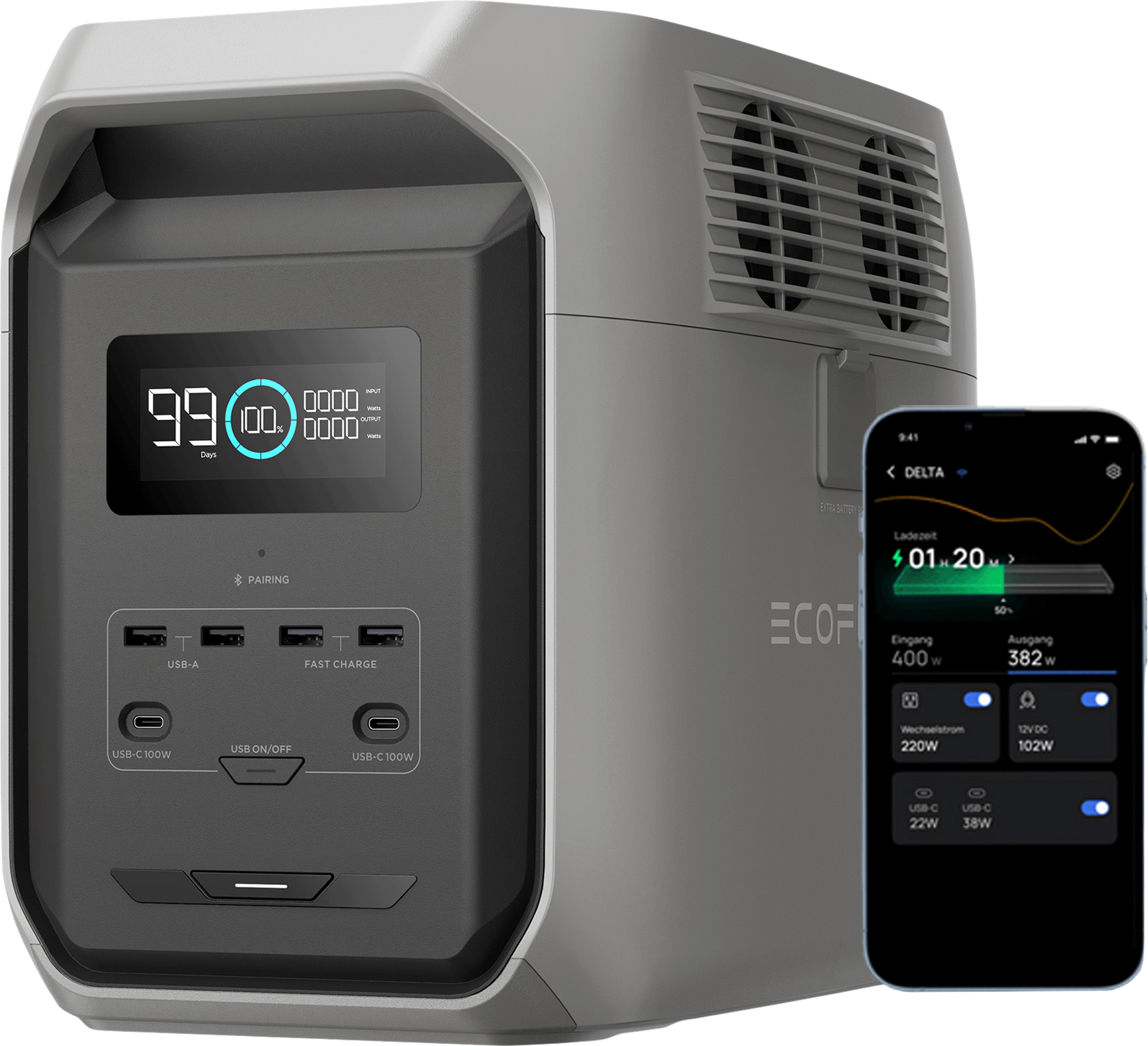 EcoFlow Delta 3 1500 Tragbare Powerstation 1,5 kWh 1.800 W