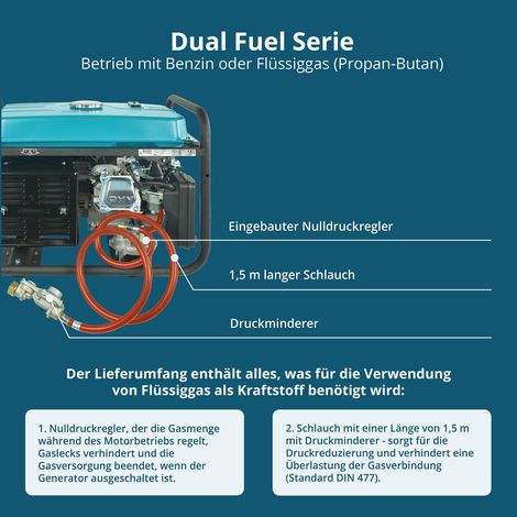 Könner & Söhnen KS 7000E G, 5,5 kW, Benzin/LPG, Elektrostart, AVR, Dual-Fuel Stromerzeuger