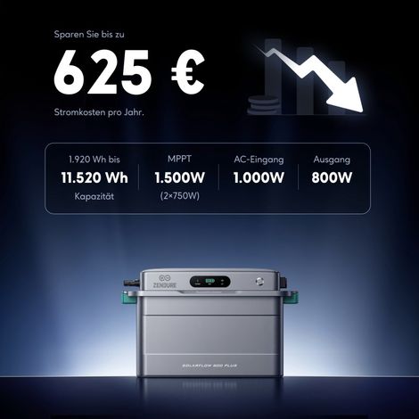 Zendure Solarflow 800 Plus, Solarspeicher 1,92kWh für Balkonkraftwerk
