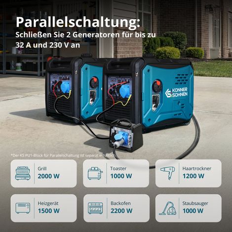 Könner & Söhnen KS 6000iE S, 5,5 kW, Elektrostart, schallgedämmt, Benzin Inverter Stromerzeuger