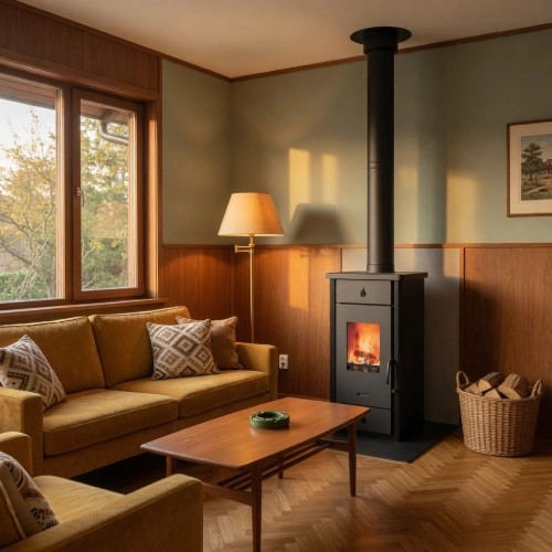 Wamsler Kaminofen Luke anthrazit mit Kochplatte 8 kW