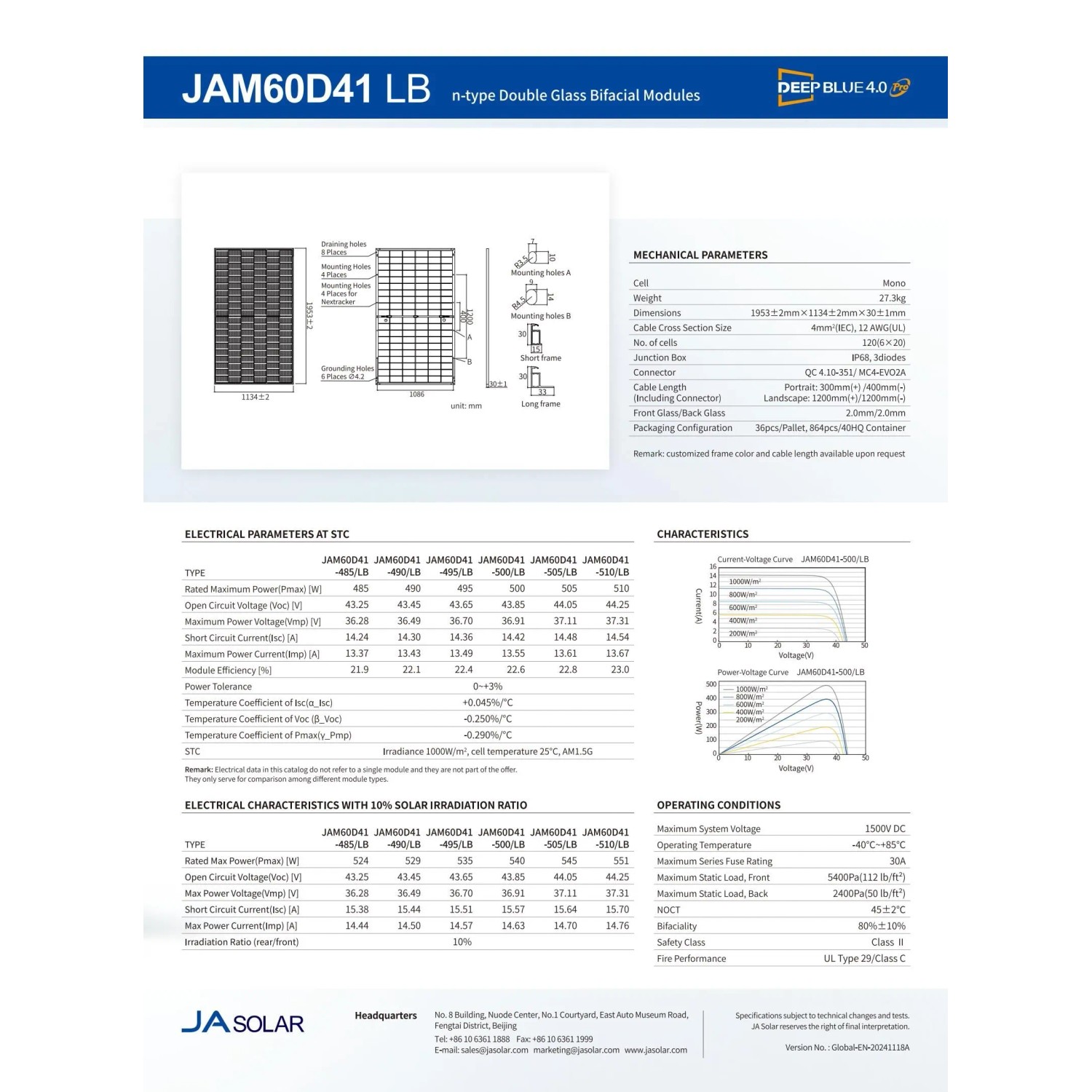 JA Solar JAM60D41-500/LB
