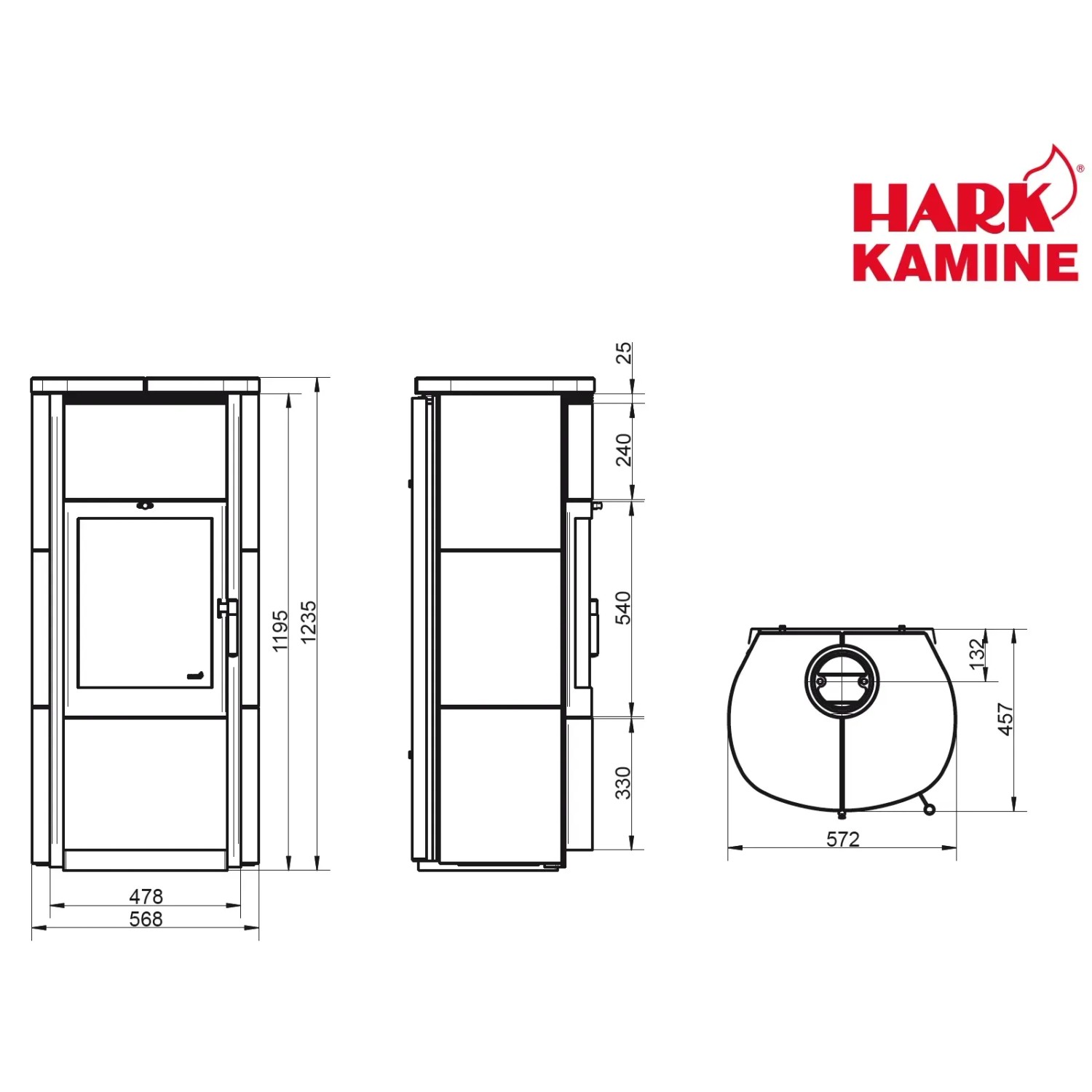 Hark Kaminofen Keno ECOplus Schwarz Naturstein Grau 7kW Automatik