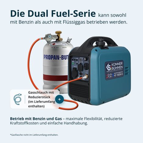 Könner & Söhnen KS 1900iG S, 2.0 kW, LeiseDual-Fuel Inverter Stromerzeuger (Benzin/LPG)