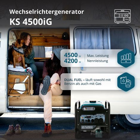 Könner & Söhnen KS 4500iG, 4.5 kW, Reiner Sinus, Dual-Fuel Inverter Stromerzeuger (Benzin/LPG)