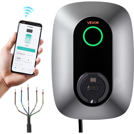 Vevor 11-kW-Ladestation für Elektrofahrzeuge, CEE 16A Drehstrom-Ladegerät, für alle Elektrofahrzeuge und Plug-in-Hybride, 400-V-Wechselstrom-Wallbox-Ladegerät Typ 2
